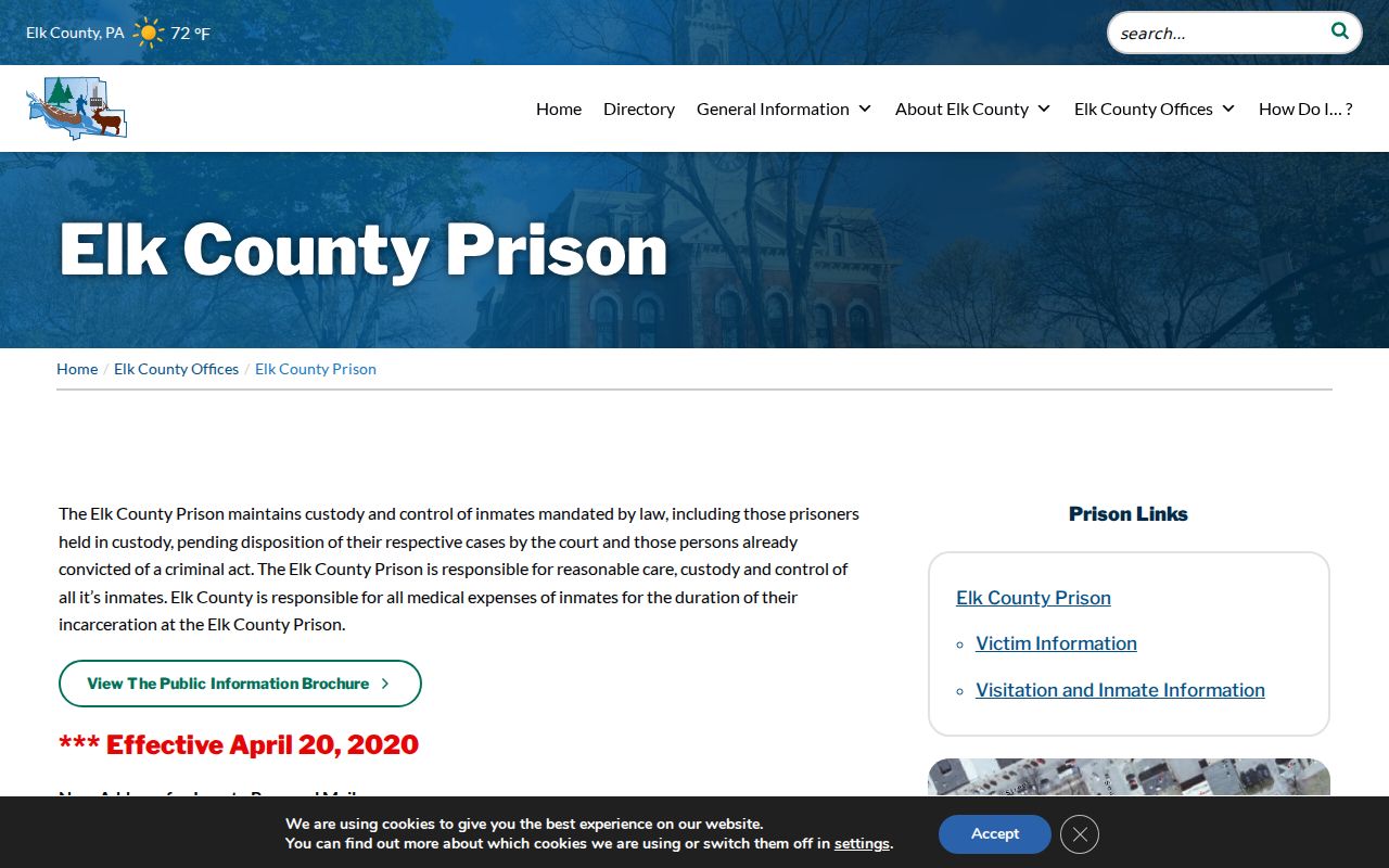 Elk County arrest history prison contact page