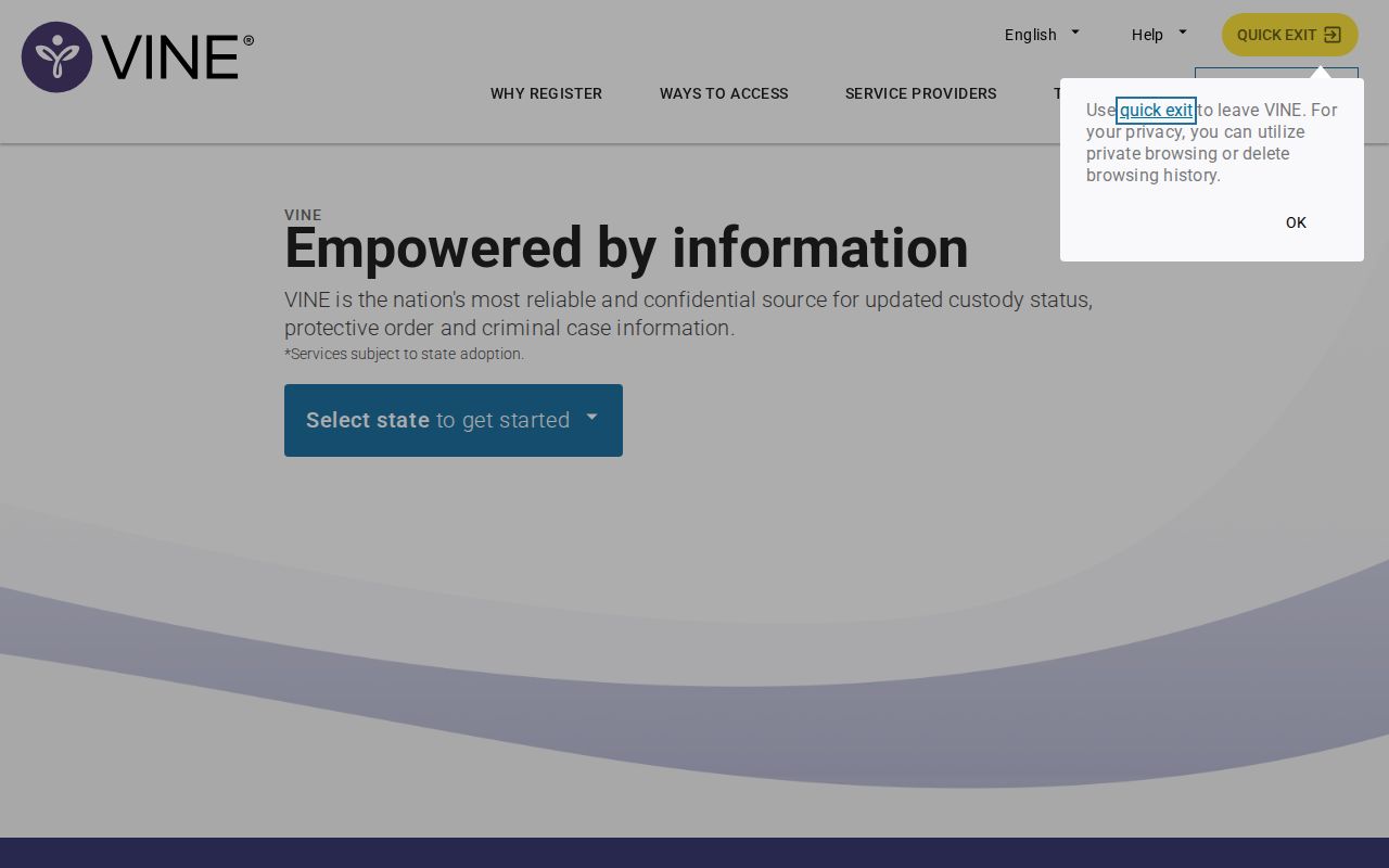 Elk County arrest history VINELink custody notification page
