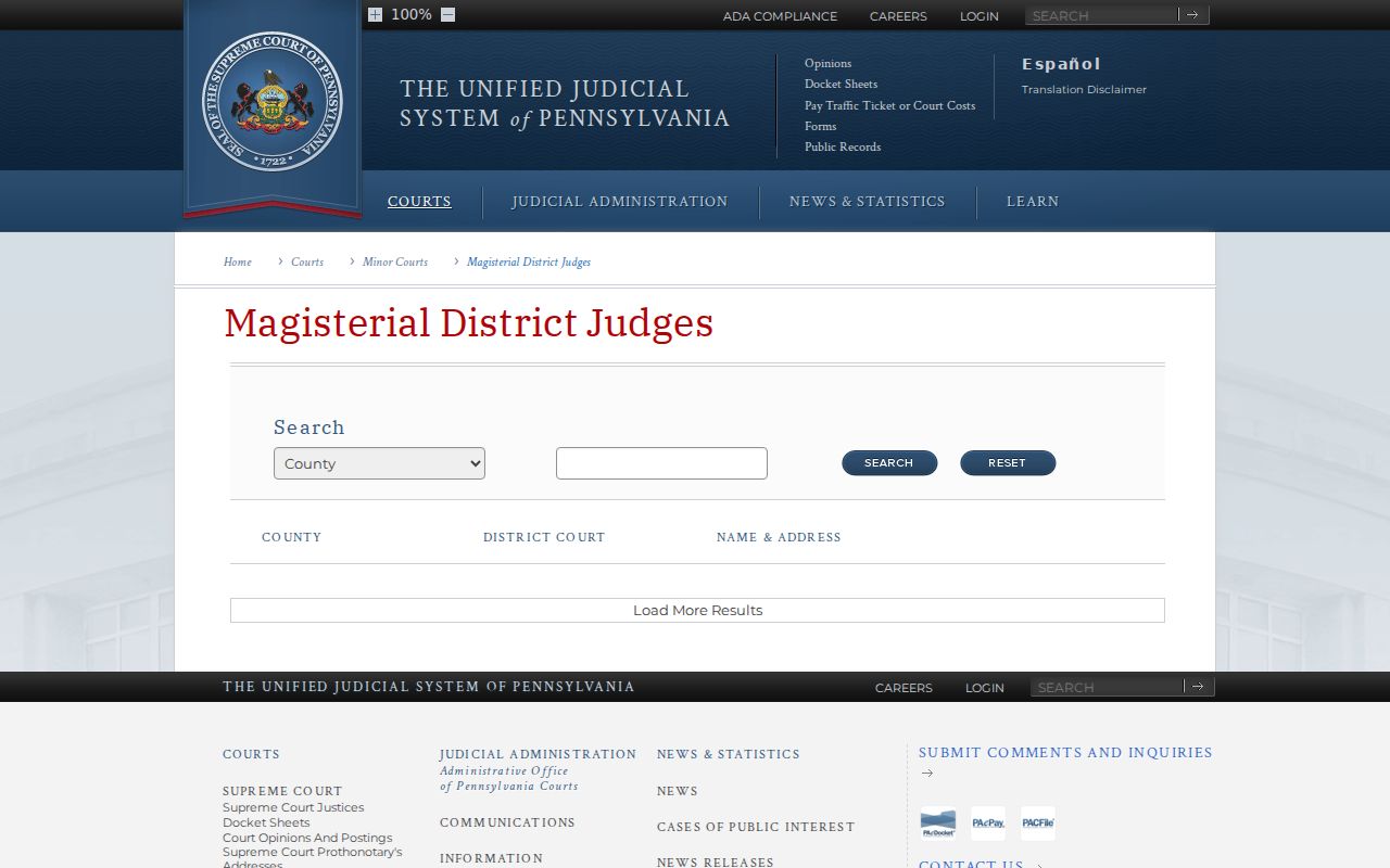Elk County criminal court case magisterial district court information