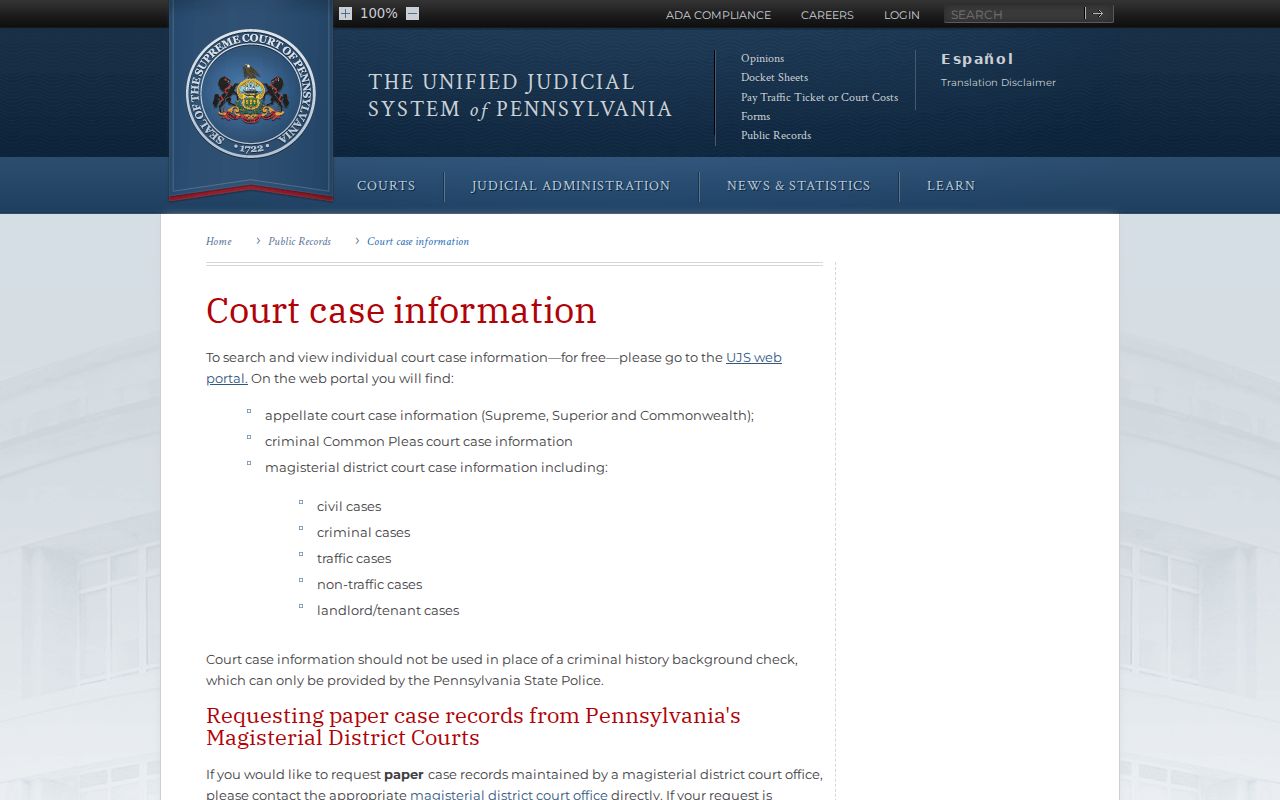 Elk County criminal court case public records explanation