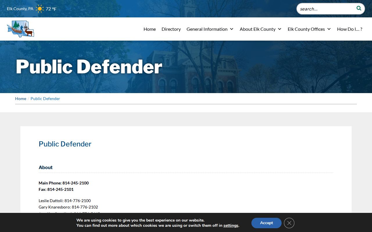 Elk County Public Defender resource for Johnsonburg cases