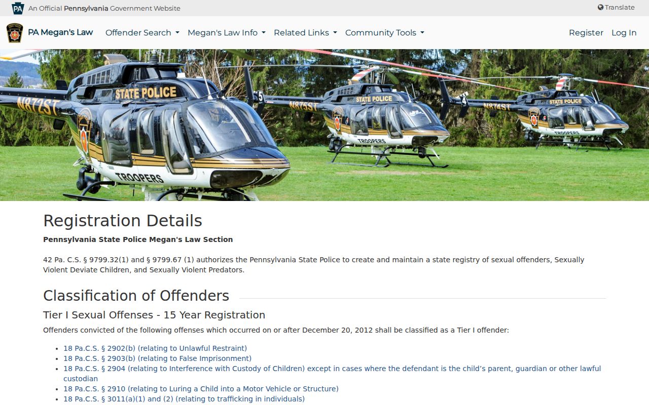 Elk County sex offender registration tiers and reporting rules